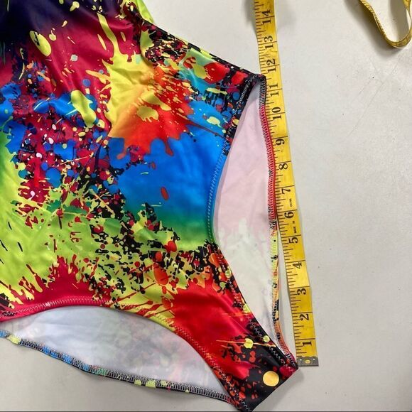 Paint Splash One Piece Swimsuit Size Large New Without Tags - Picture 5 of 6